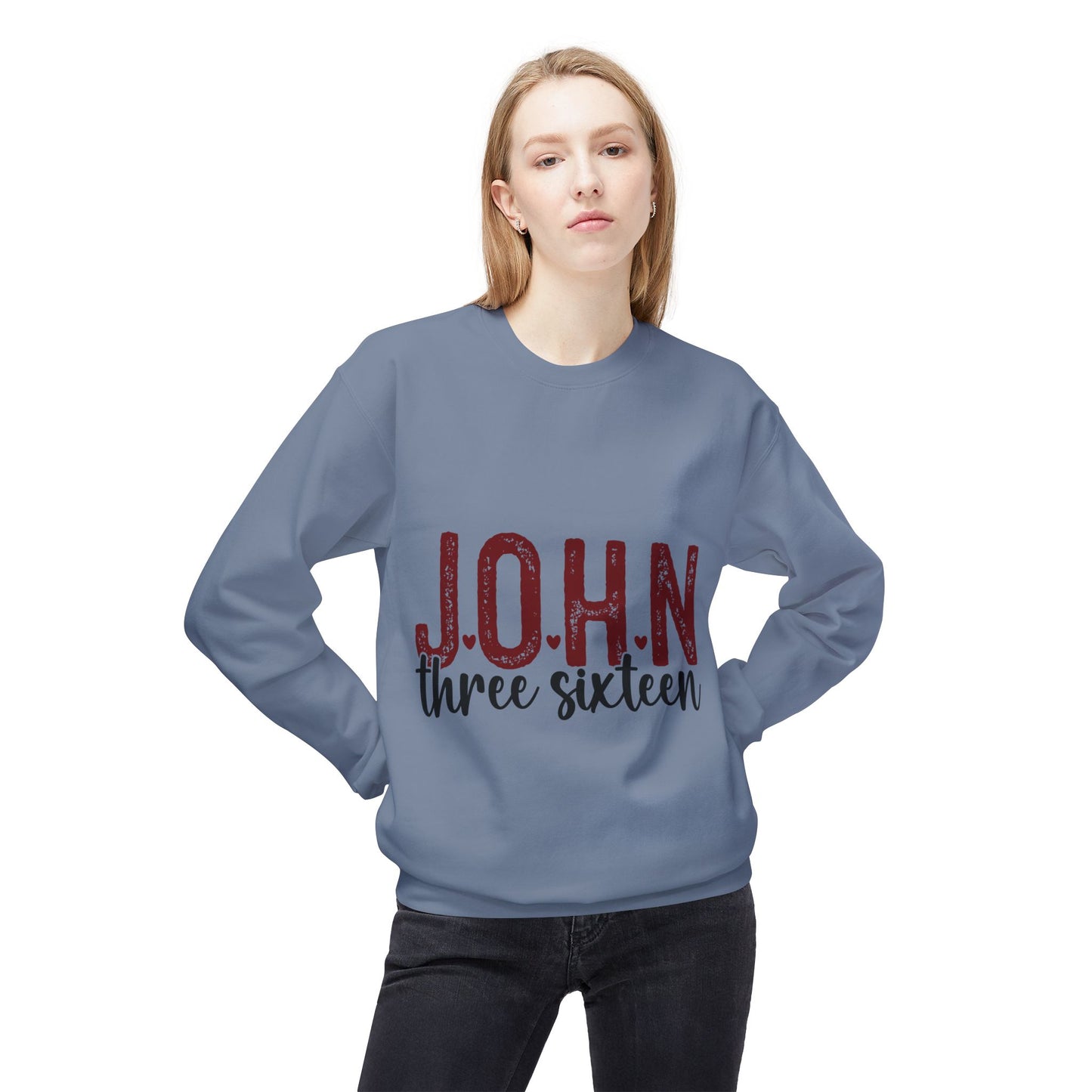 Unisex Midweight Softstyle Fleece Crewneck Sweatshirt with John 3:16 Bible Verse Theme