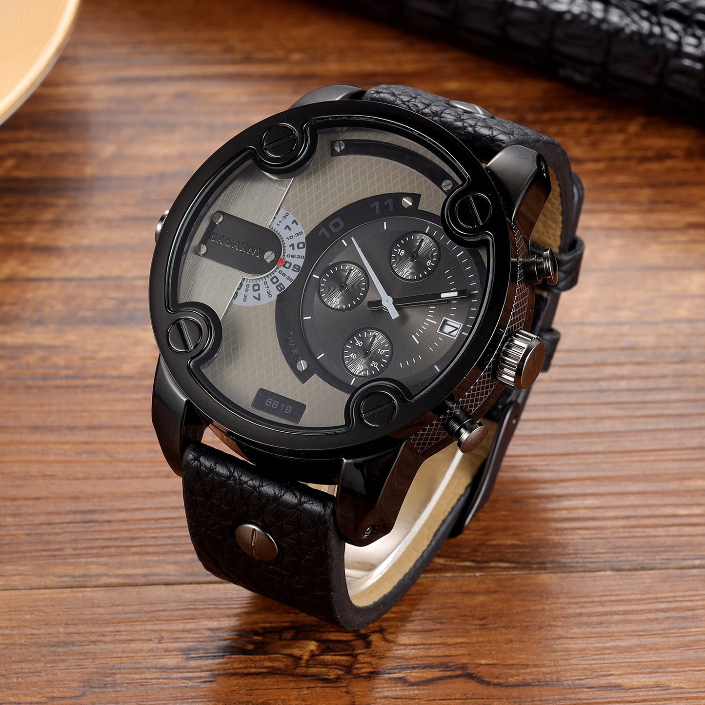 Large Dial Quartz Watch Calendar Belt Style Men's Wrist Watch