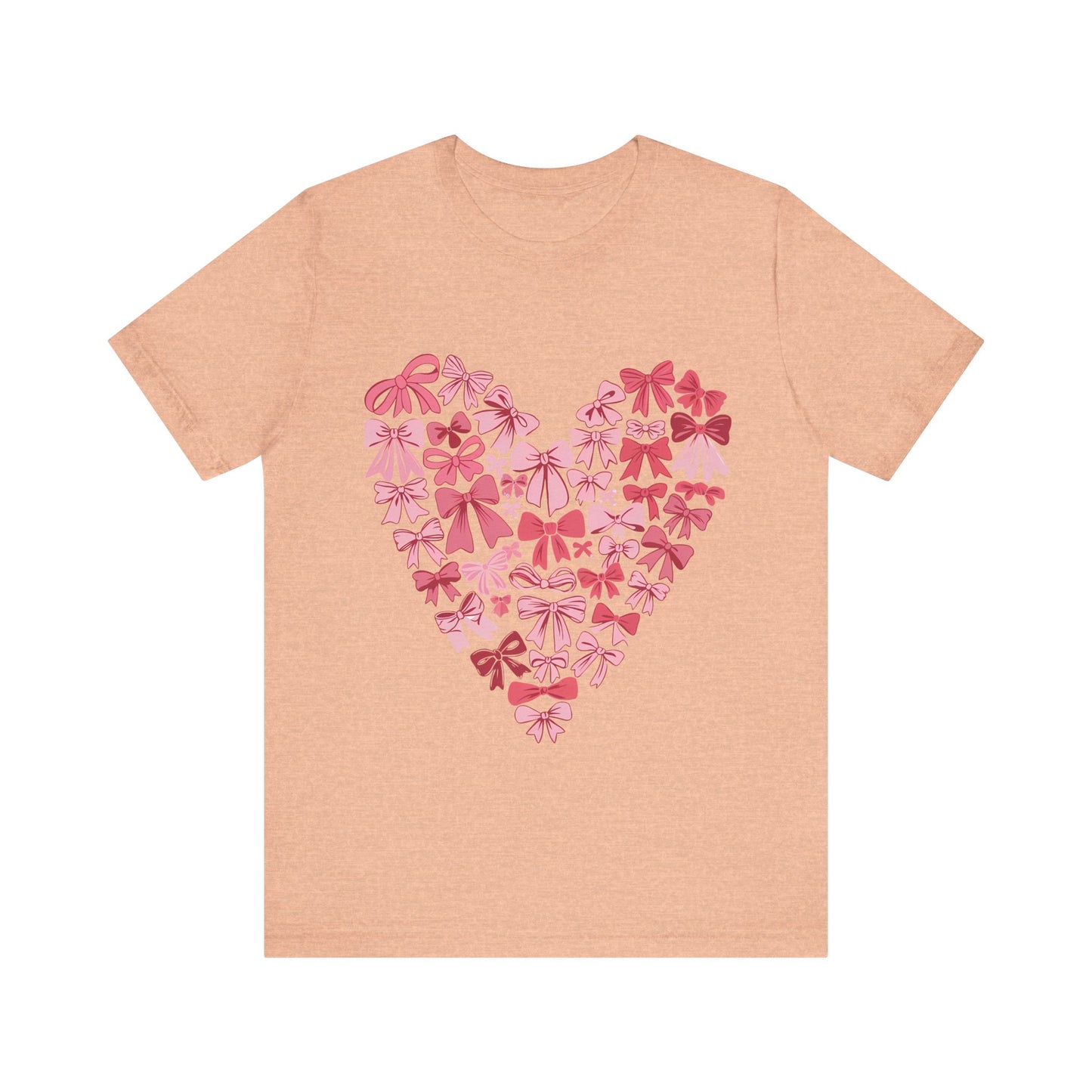 Valentine Bow Heart Coquette T-Shirt, Valentine's Day Shirt, Love Tee, Romantic Top, Heart Print Apparel