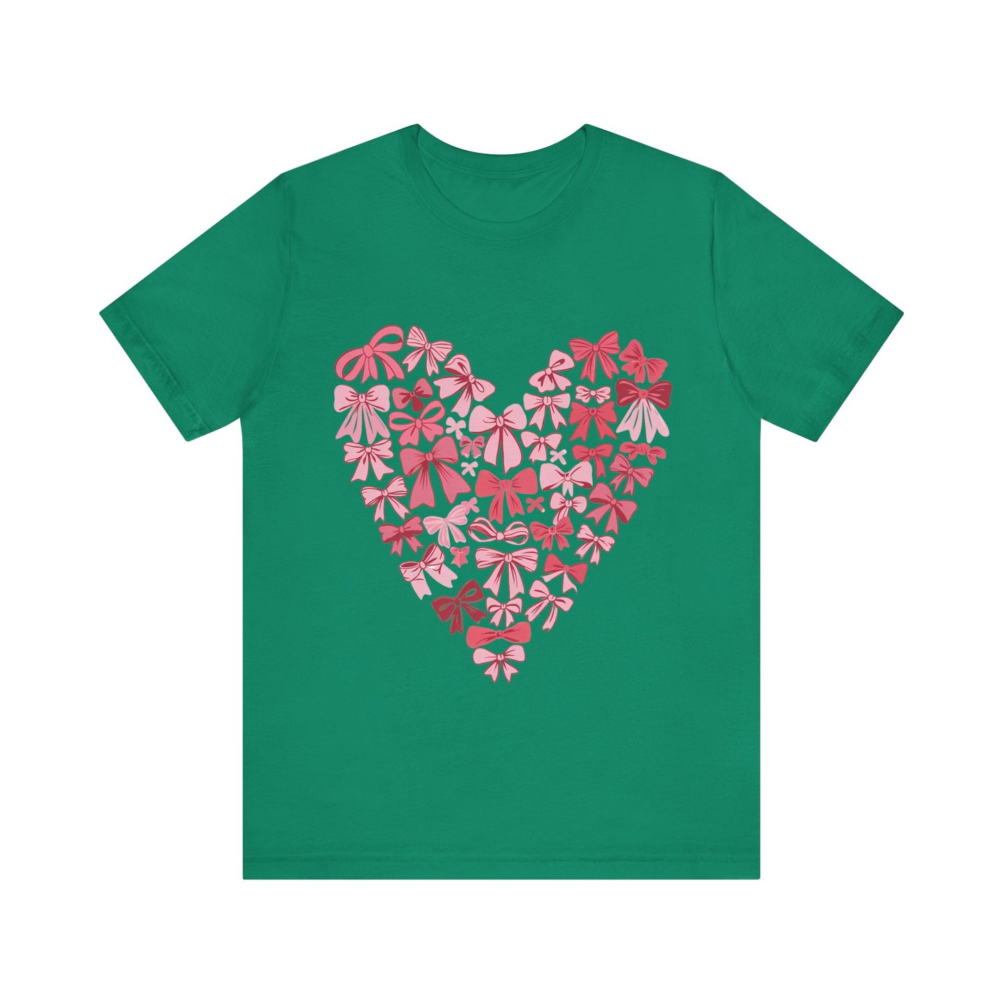 Valentine Bow Heart Coquette T-Shirt, Valentine's Day Shirt, Love Tee, Romantic Top, Heart Print Apparel