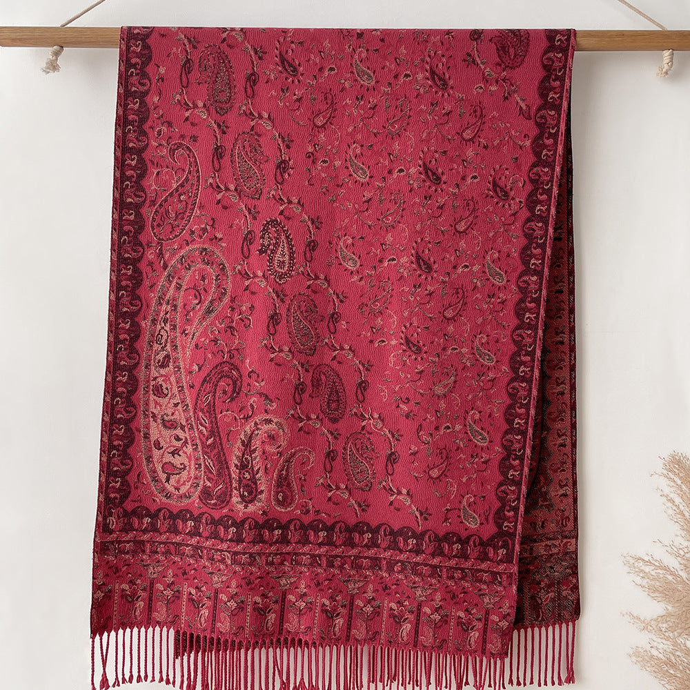 Ethnic Style Retro Outer Jacquard Paisley Scarf