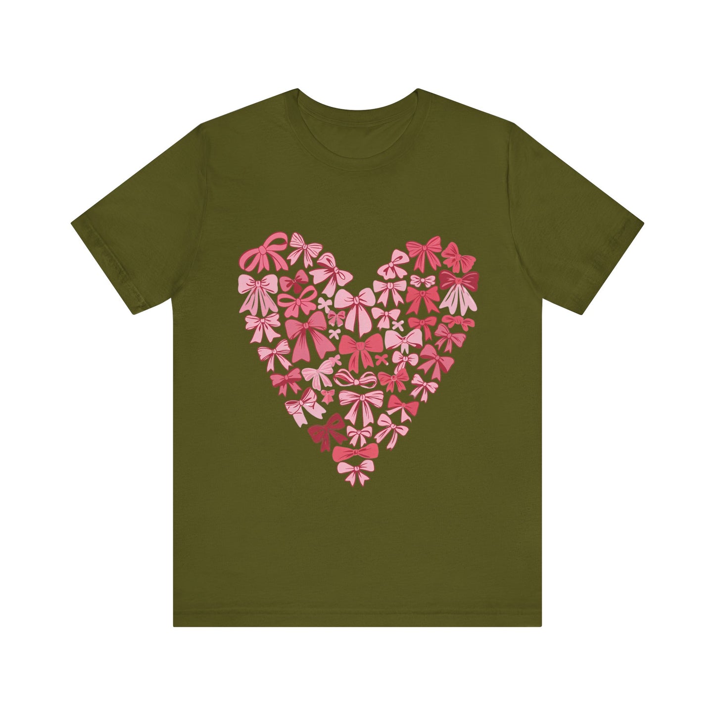 Valentine Bow Heart Coquette T-Shirt, Valentine's Day Shirt, Love Tee, Romantic Top, Heart Print Apparel