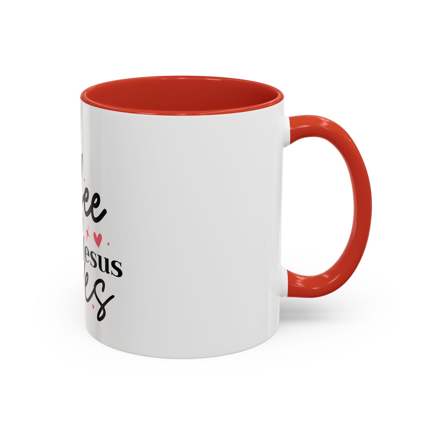 Accent Coffee Mug (11, 15oz)- Coffee Cures Jesus Saves