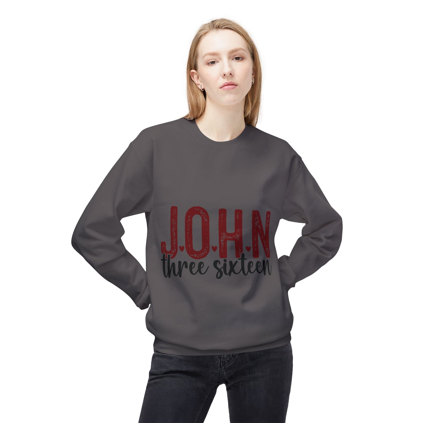 Unisex Midweight Softstyle Fleece Crewneck Sweatshirt with John 3:16 Bible Verse Theme