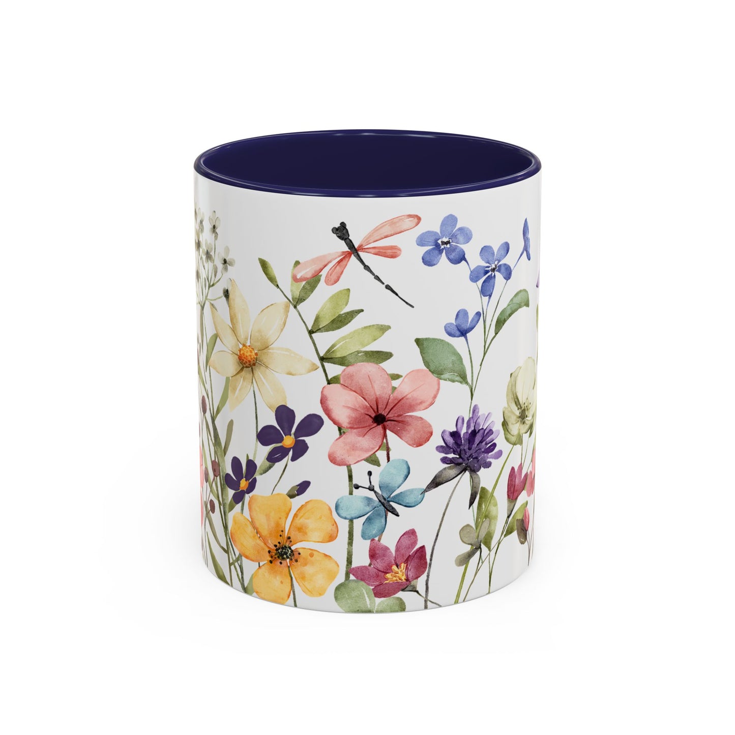 Mug - Floral Accent Coffee Mug - Vibrant Botanical Design