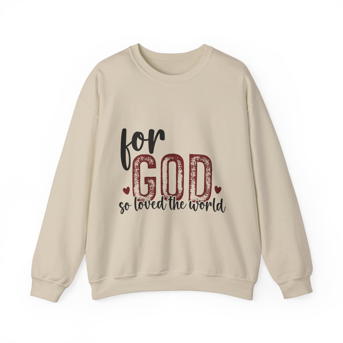 Unisex Heavy Blend Crewneck Sweatshirt with Faith Message - For God So Loved The World