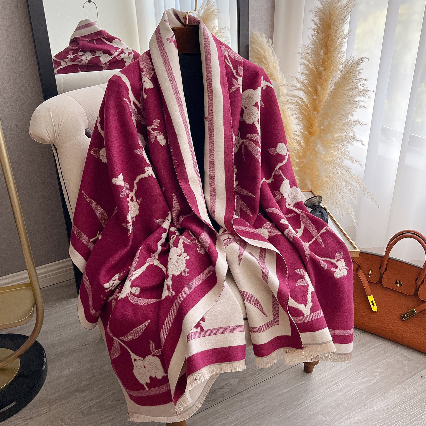 Autumn And Winter New Fashion Winter High-grade Flower Scarf