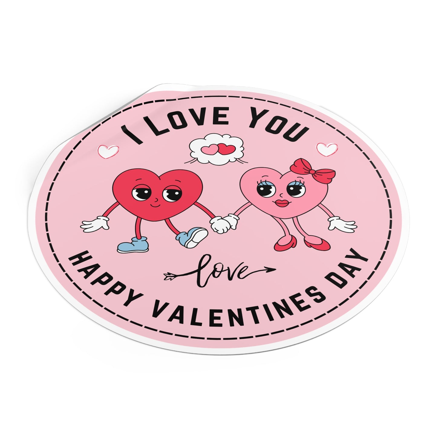 Round Vinyl Stickers -Happy Valentine's day