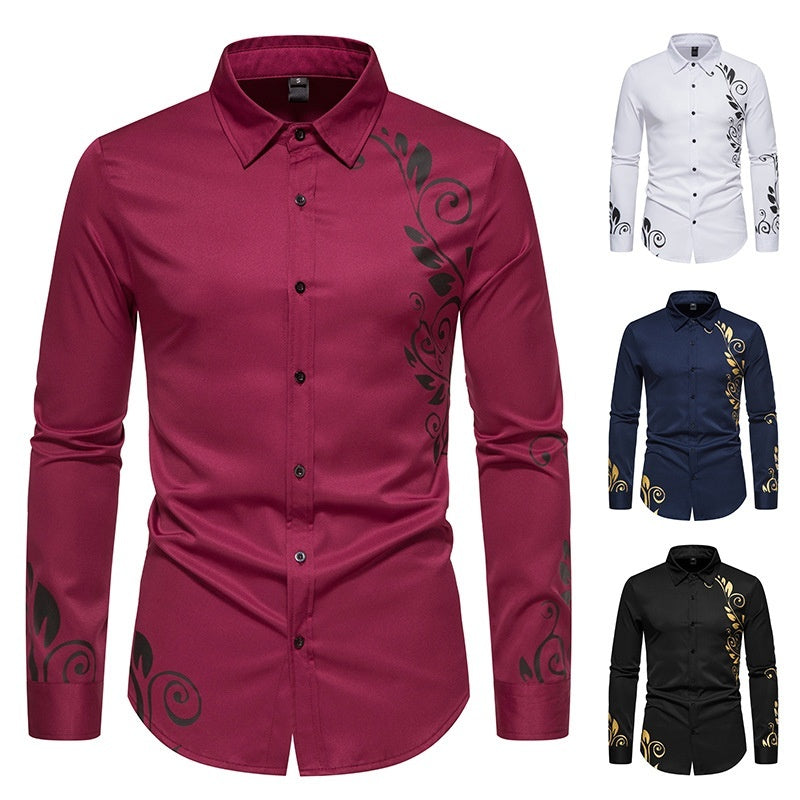 Men's Autumn New Digital Printed Long-sleeved Shirt