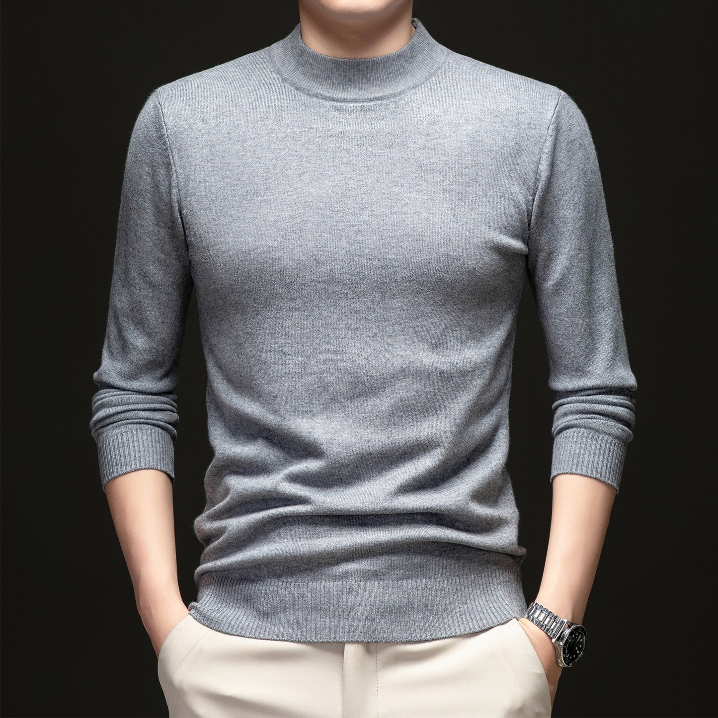 Thick Warm Sweater Half Turtleneck Simple All-matching Base