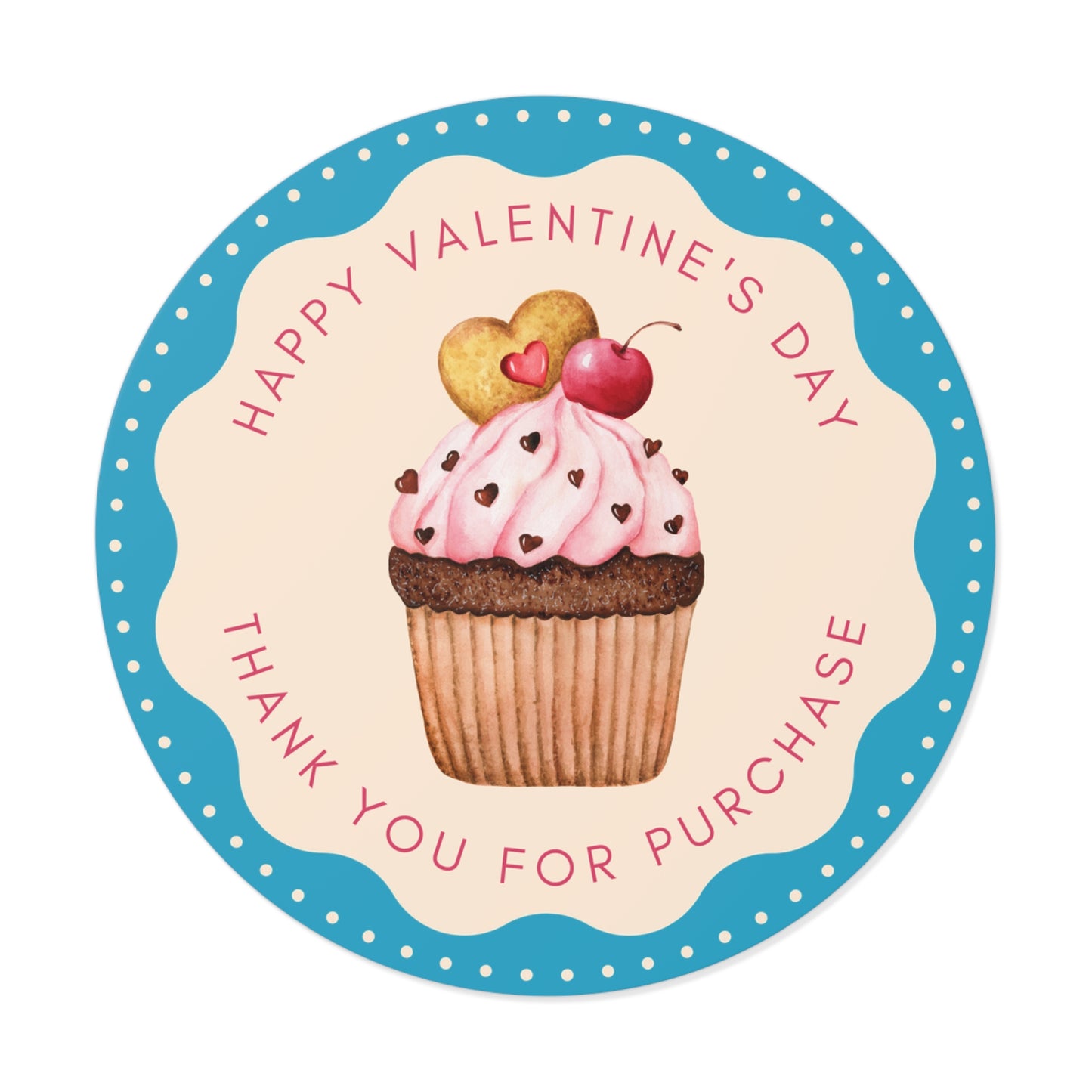 Valentine's Day Round Stickers - Happy Valentine's Day Thank you For Purchase