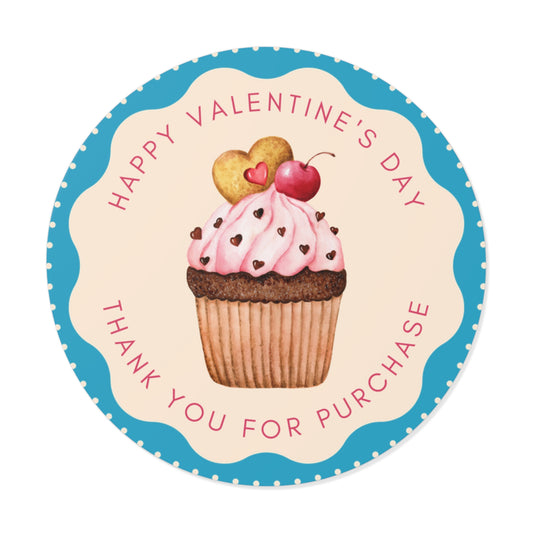 Valentine's Day Round Stickers - Happy Valentine's Day Thank you For Purchase