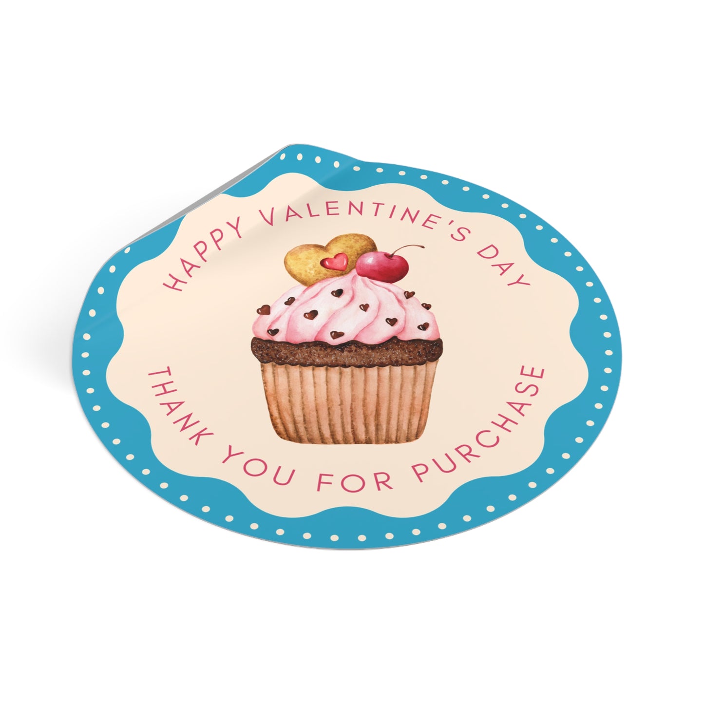 Valentine's Day Round Stickers - Happy Valentine's Day Thank you For Purchase