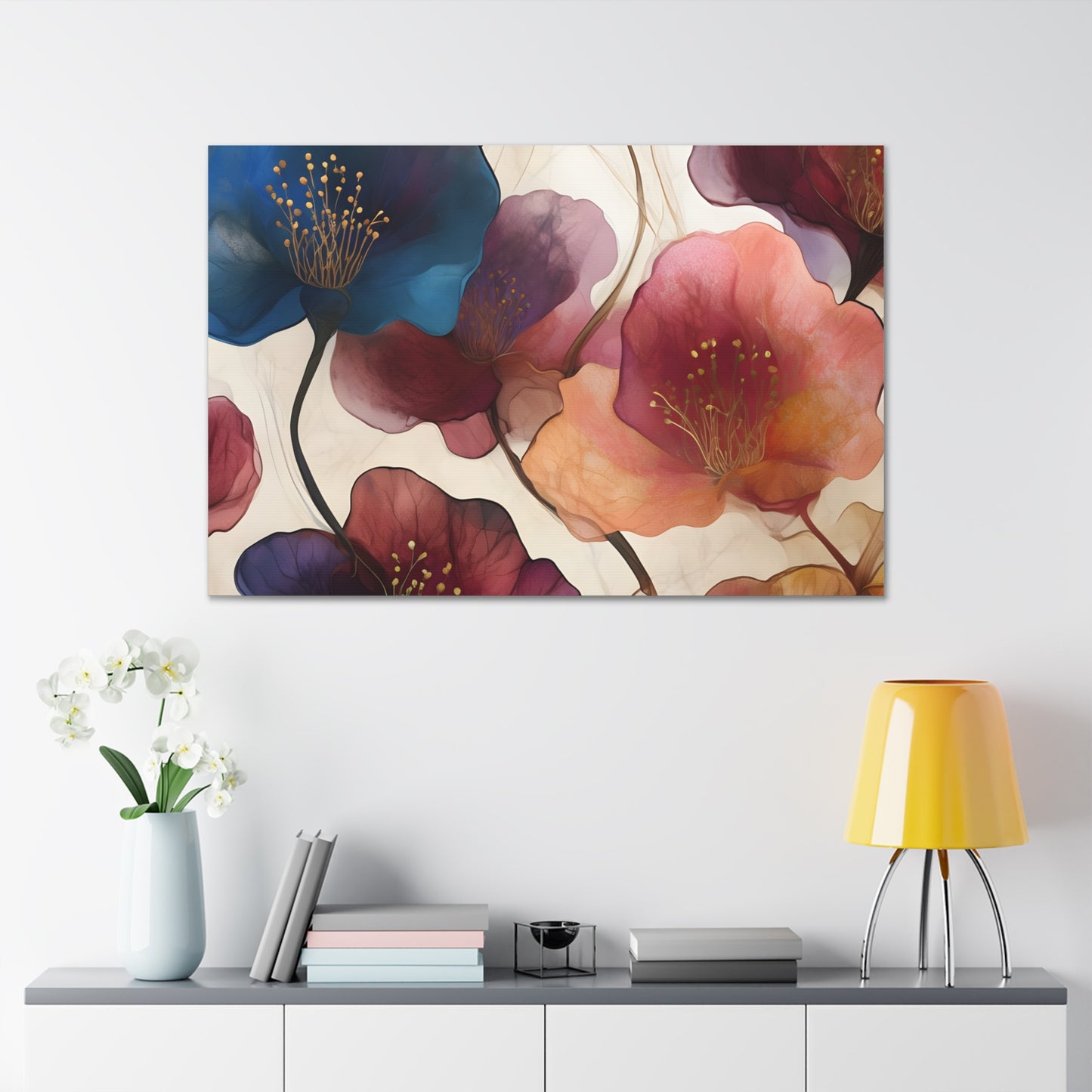 Floral Canvas Gallery Wraps - Elegant Wall Art for Home Decor, Flower Artwork, Living Room Decoration, Gift Idea, Modern Art