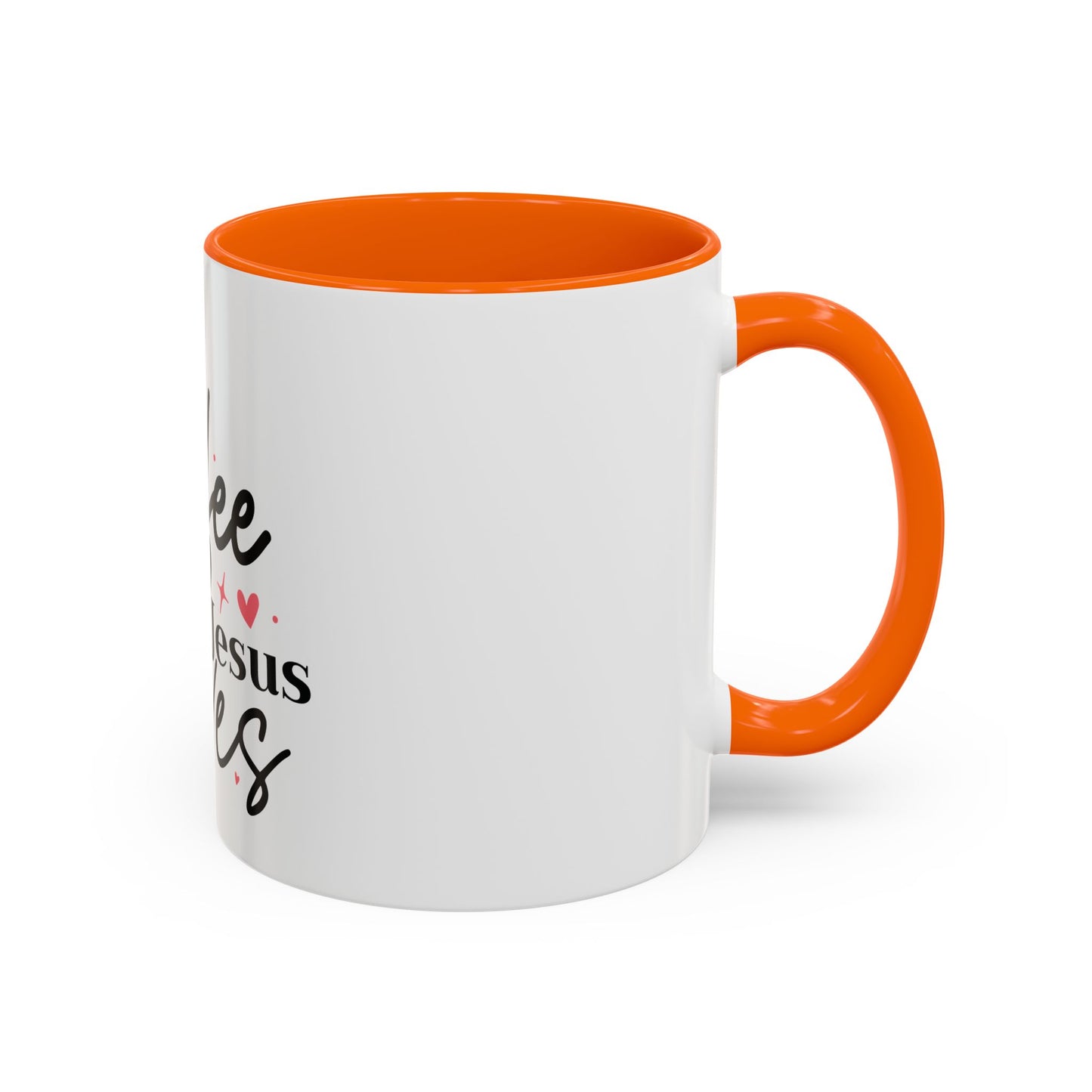 Accent Coffee Mug (11, 15oz)- Coffee Cures Jesus Saves