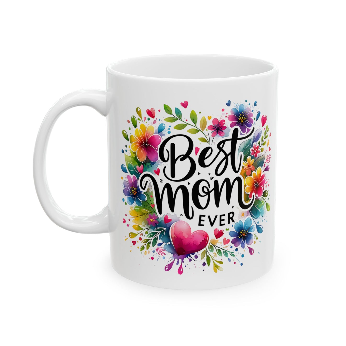 Colorful Floral Best Mom Ceramic Mug - Perfect Gift for Mother's Day