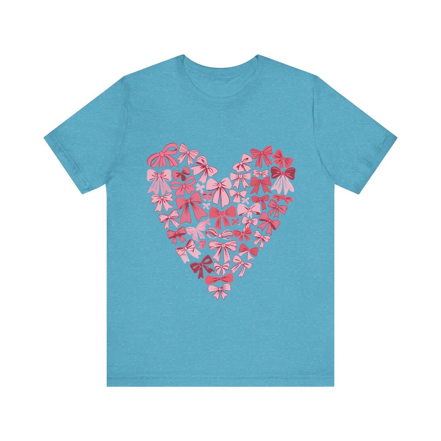 Valentine Bow Heart Coquette T-Shirt, Valentine's Day Shirt, Love Tee, Romantic Top, Heart Print Apparel