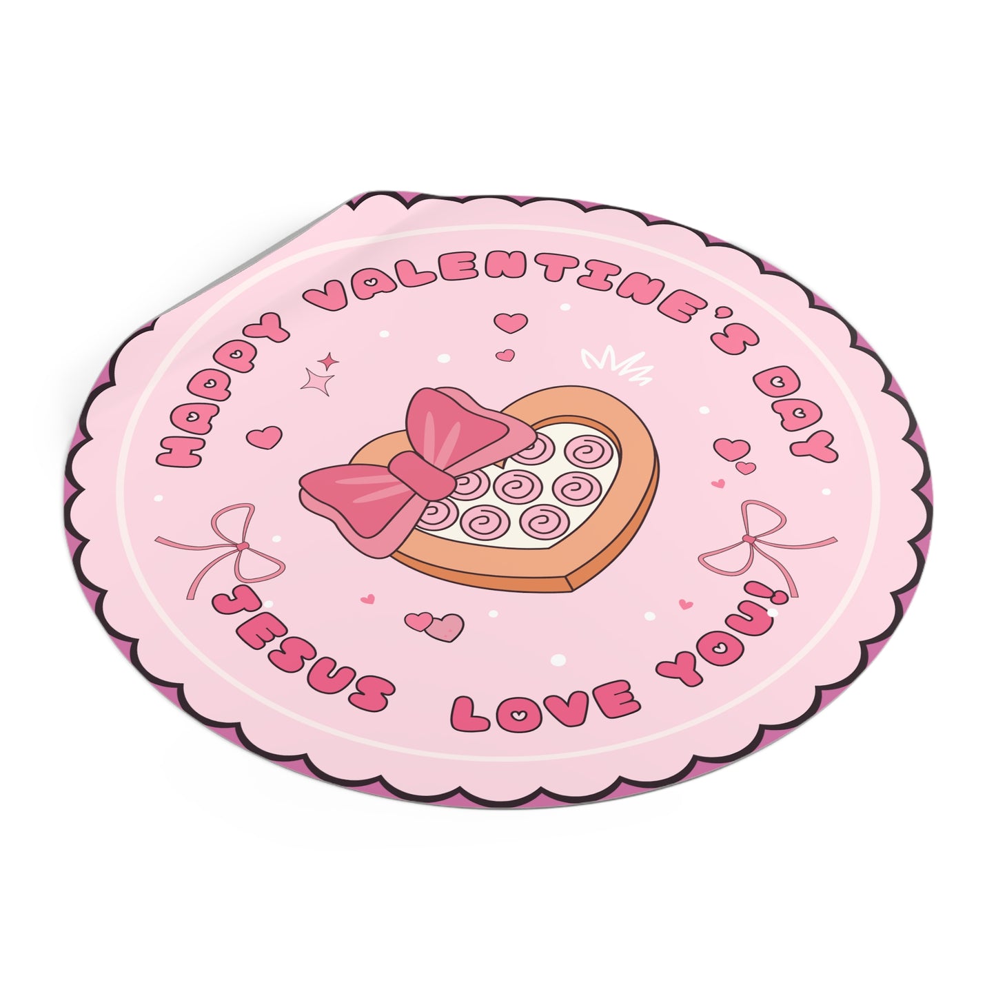 Round Vinyl Stickers - Happy Valentine's Day Jesus Loves You