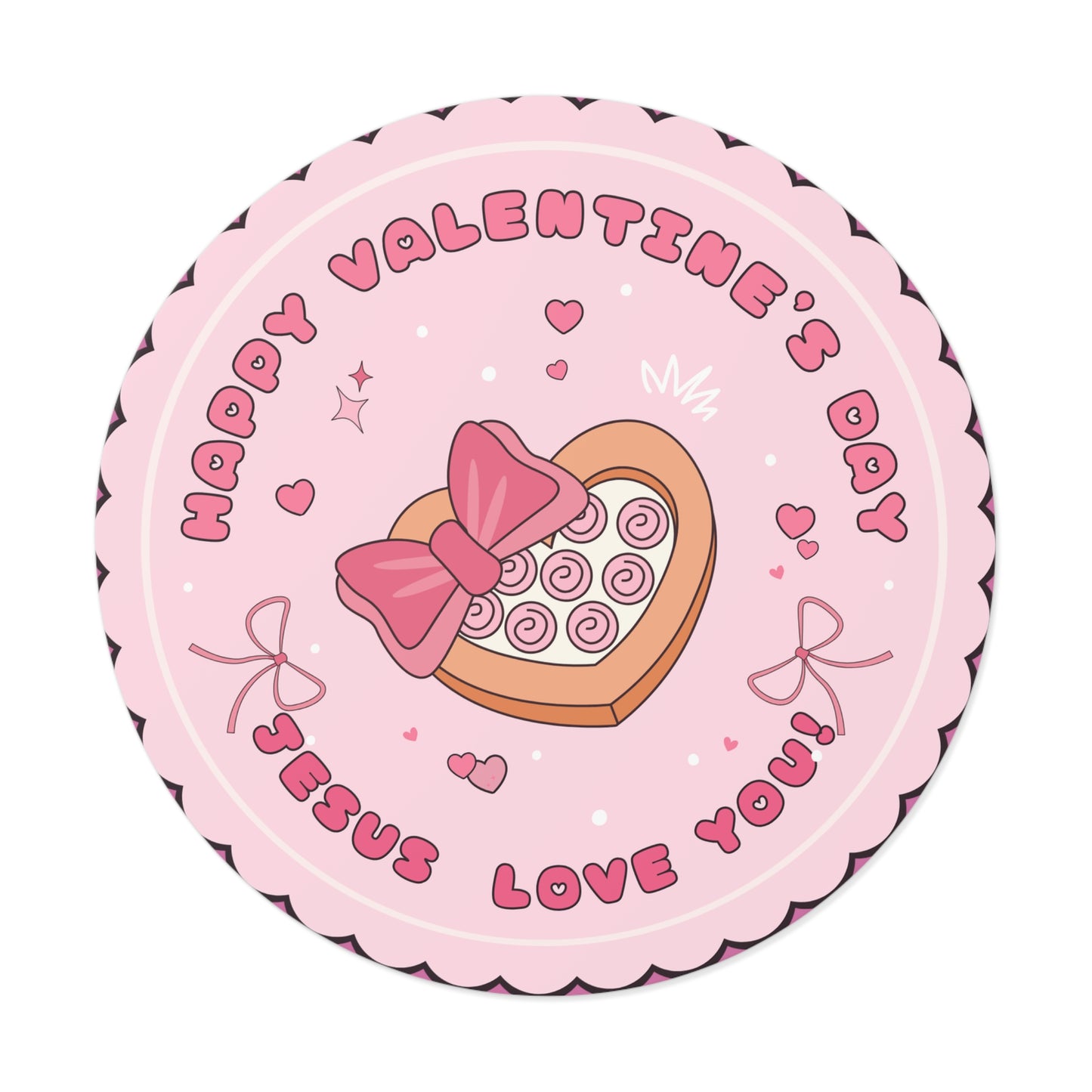 Round Vinyl Stickers - Happy Valentine's Day Jesus Loves You