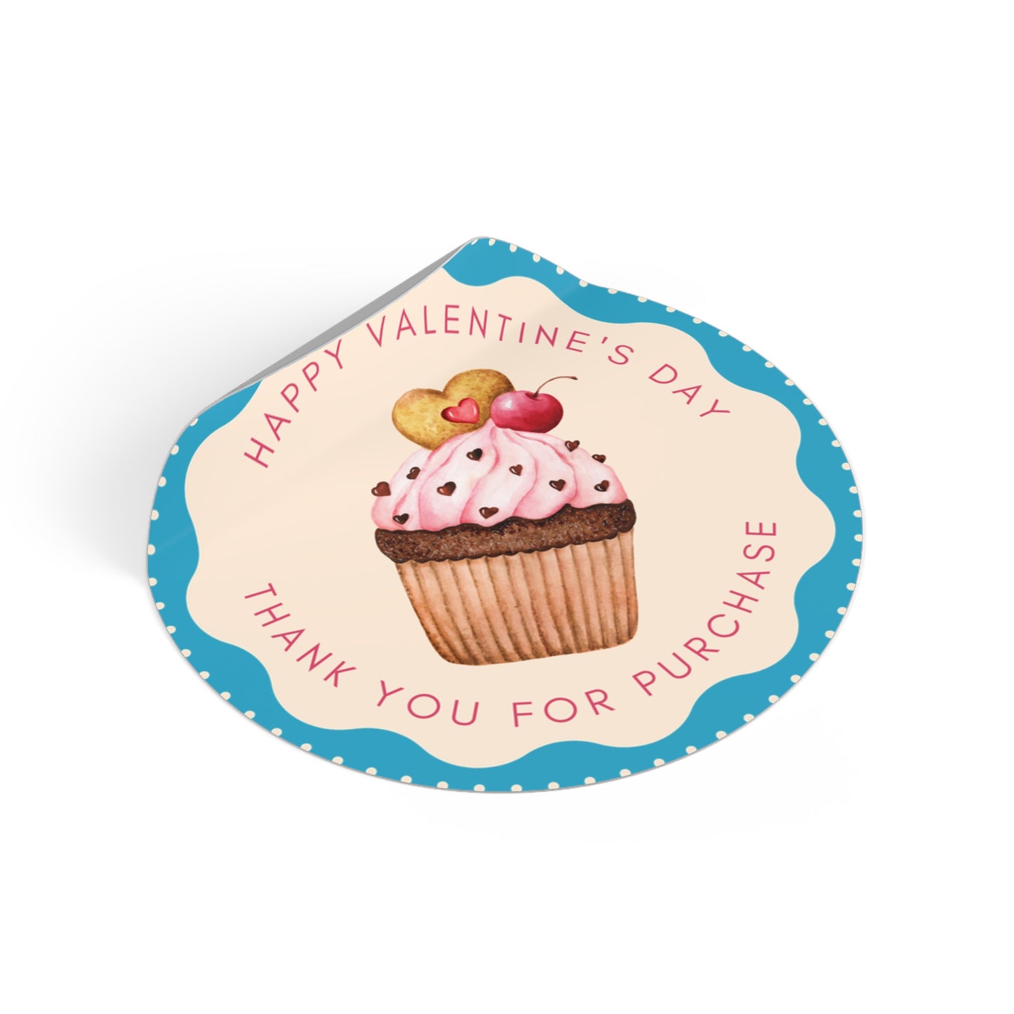 Valentine's Day Round Stickers - Happy Valentine's Day Thank you For Purchase