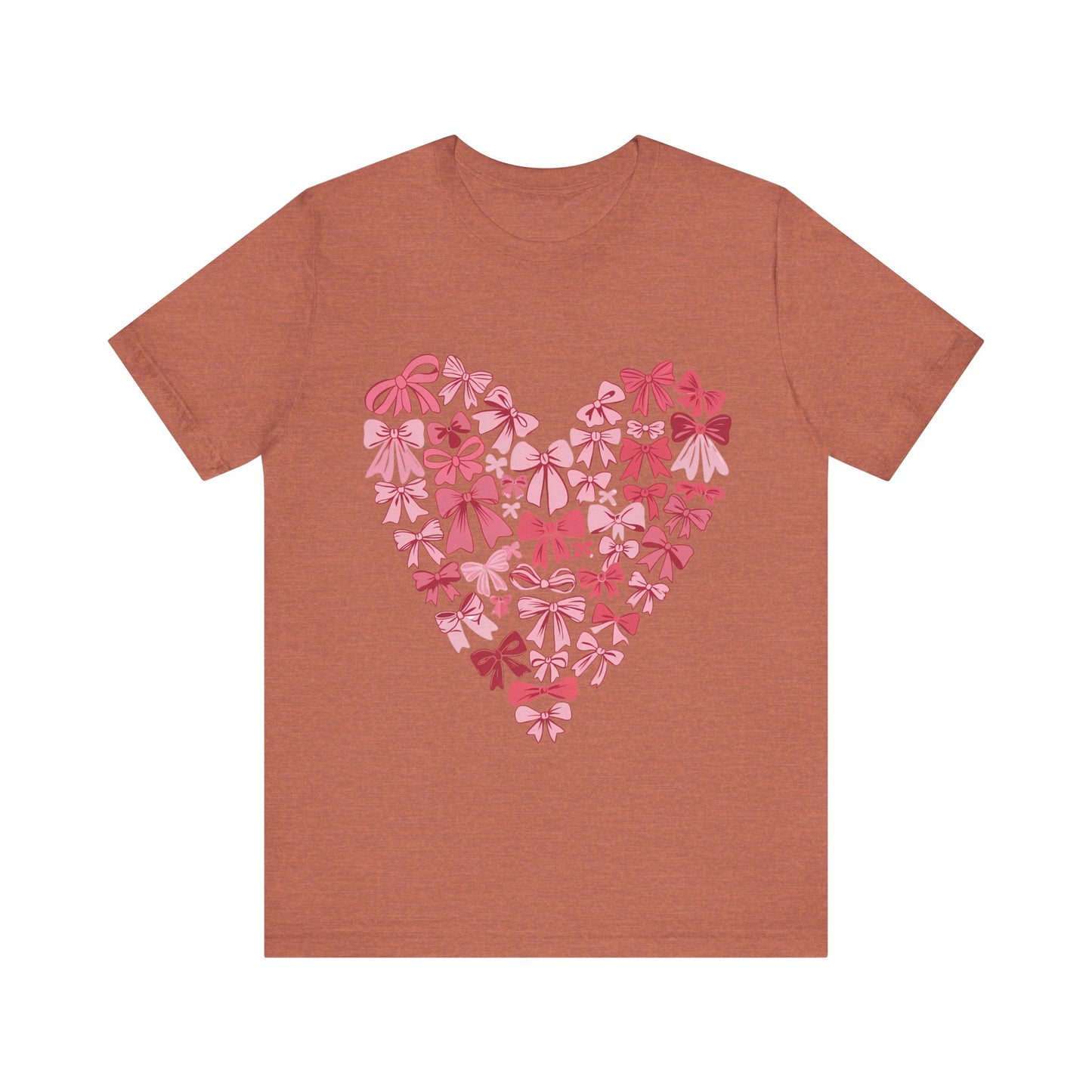 Valentine Bow Heart Coquette T-Shirt, Valentine's Day Shirt, Love Tee, Romantic Top, Heart Print Apparel