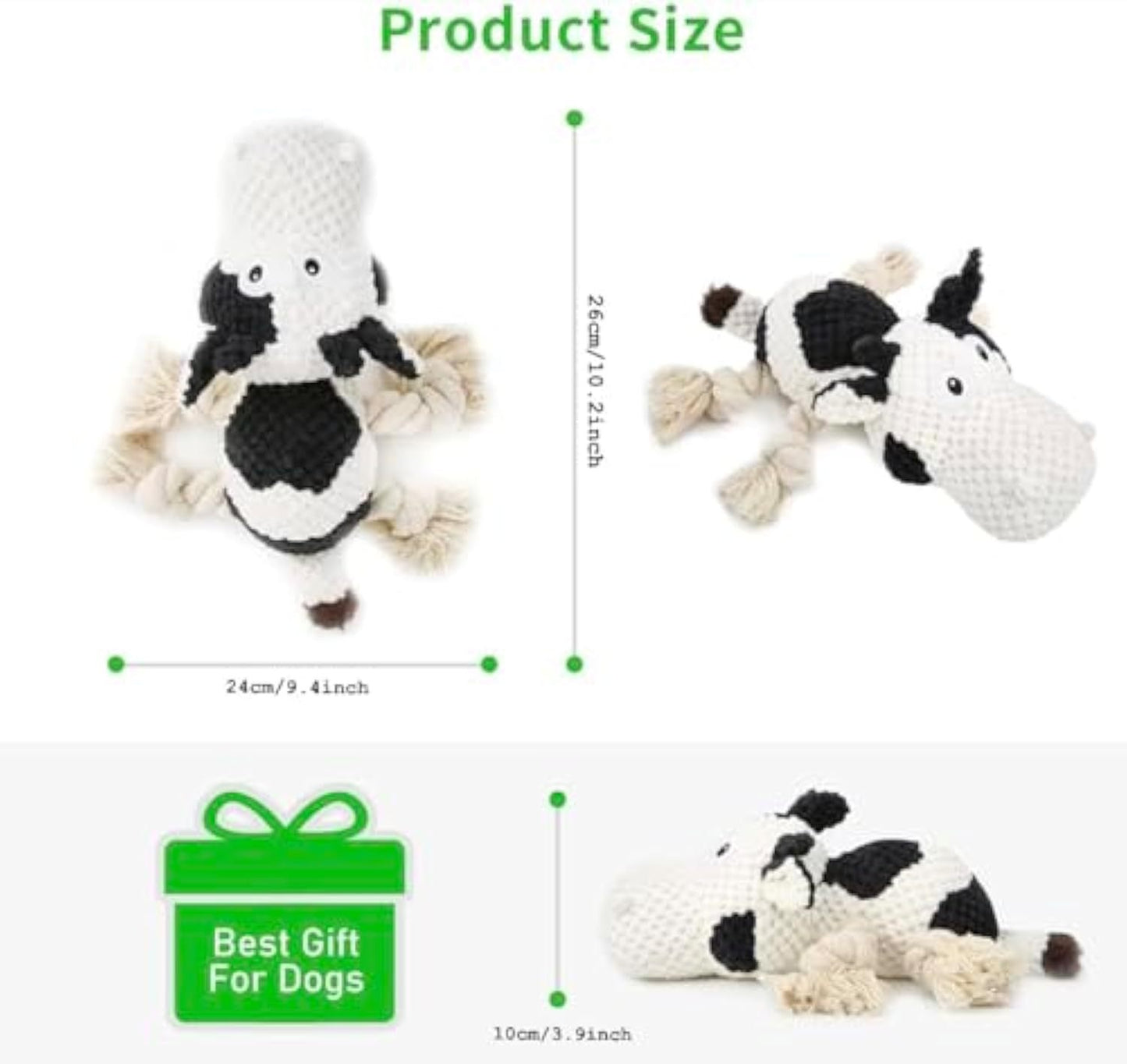 Squeaky Dog Toys Dog Plush Toy Dog Stuffed Animals Chew Toy Cute Dog Toys Stuffed Animals Toys For Dogs Durable Cow Dog Toy Best Toy For For Puppy Small Medium And Large Dogs