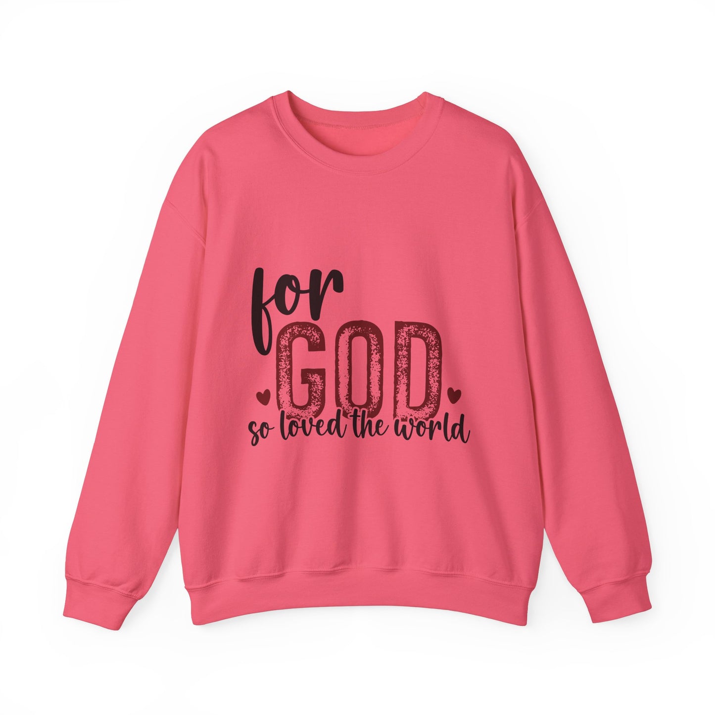 Unisex Heavy Blend Crewneck Sweatshirt with Faith Message - For God So Loved The World