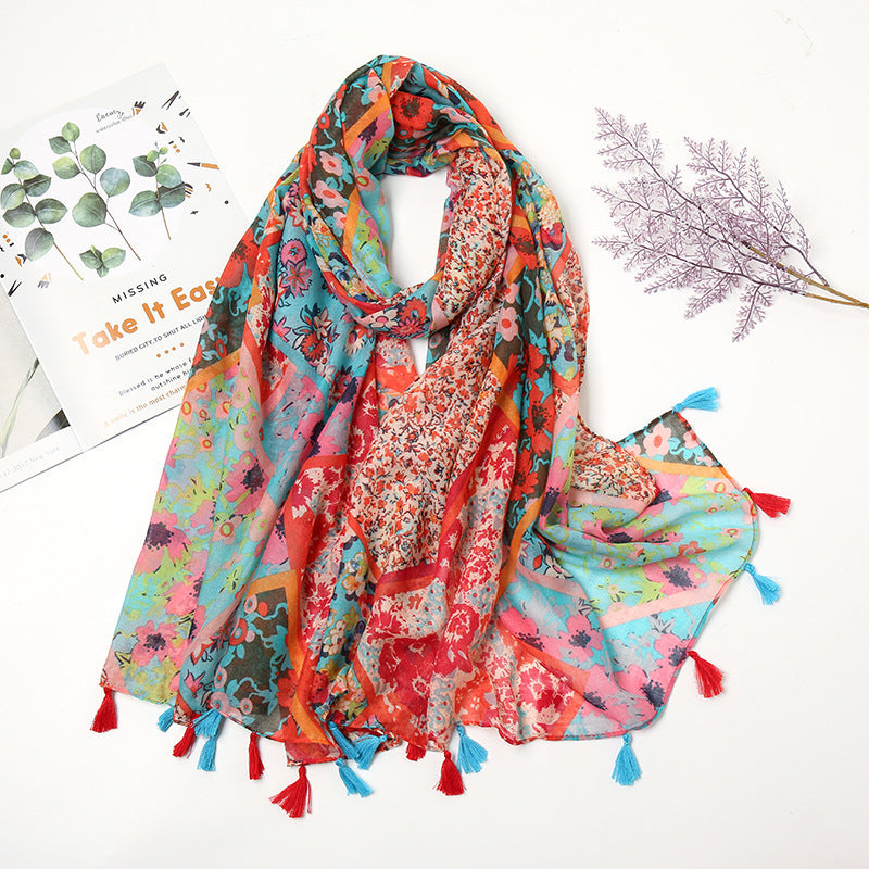 Retro Patchwork Bohemian Printed Cashew Scarf