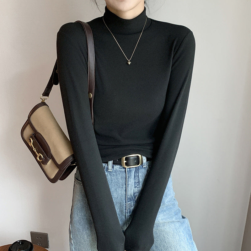 Half Turtleneck Double-sided Dralon Bottoming Shirt For Women Spring And Autumn