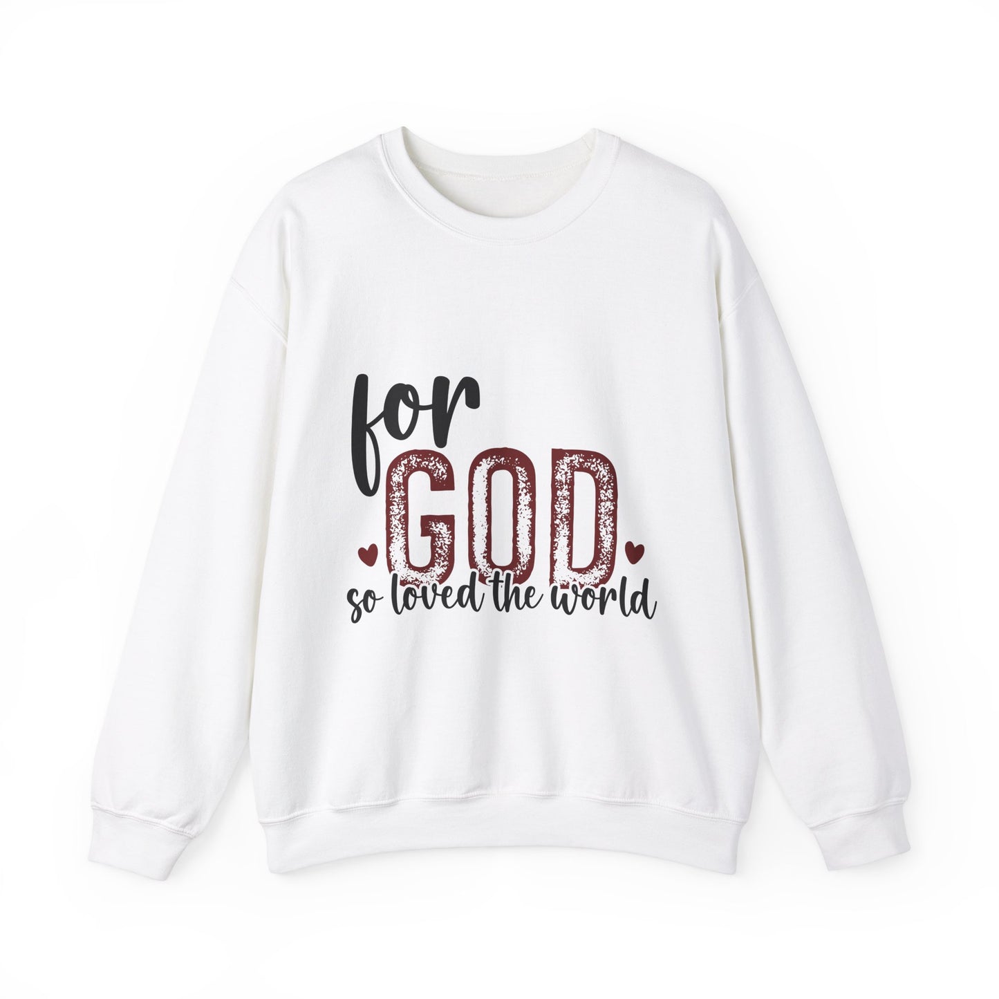 Unisex Heavy Blend Crewneck Sweatshirt with Faith Message - For God So Loved The World