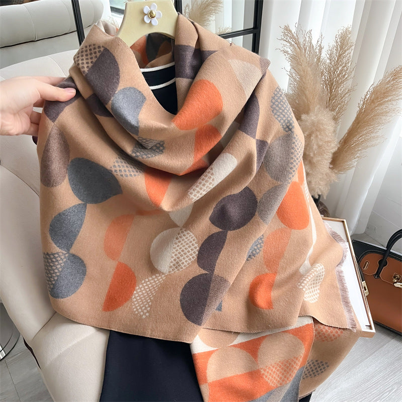 Winter Cashmere-like Warm Jacquard Tassel Shawl Scarf