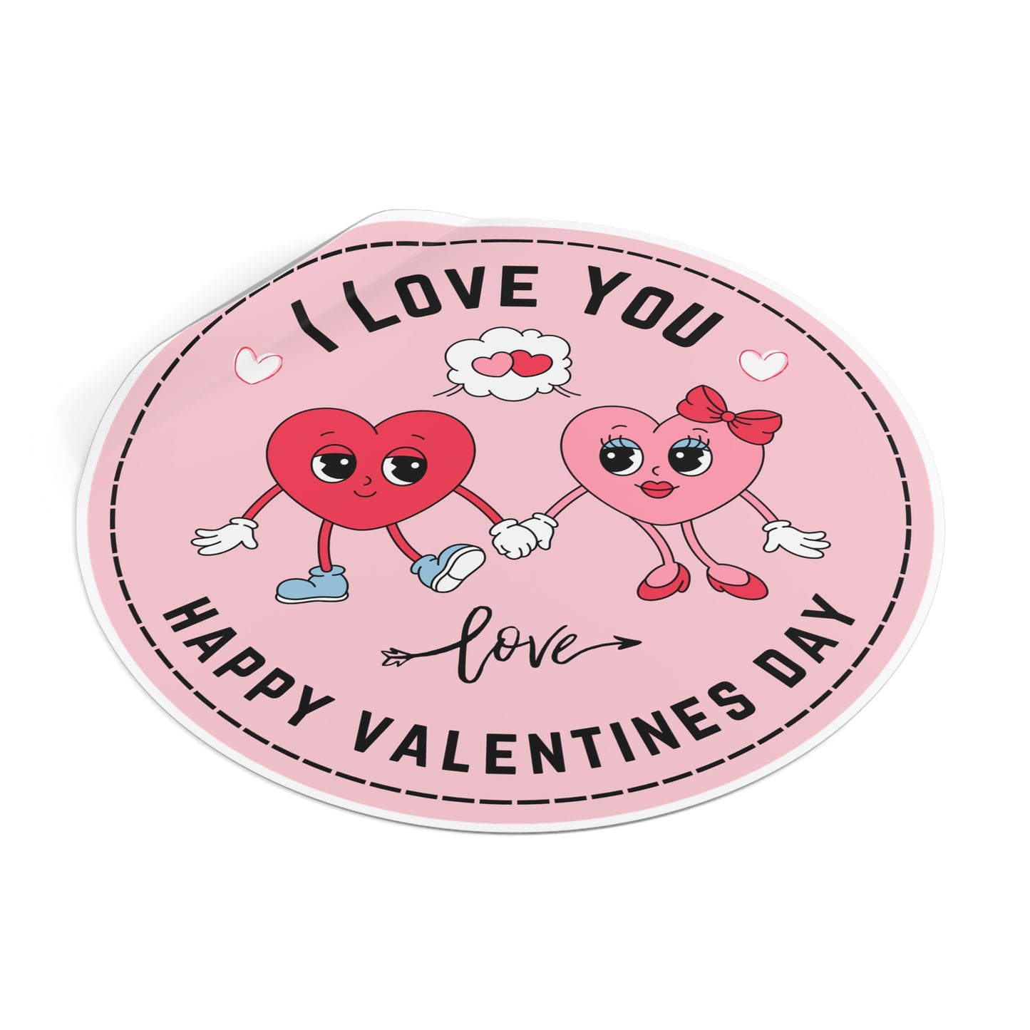 Round Vinyl Stickers -Happy Valentine's day