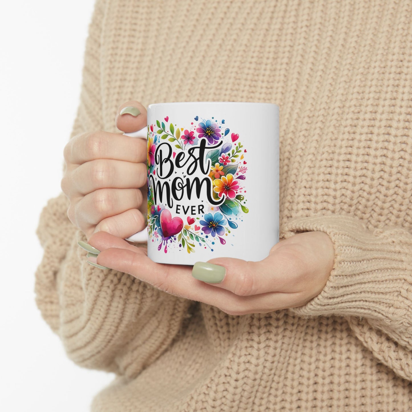 Colorful Floral Best Mom Ceramic Mug - Perfect Gift for Mother's Day