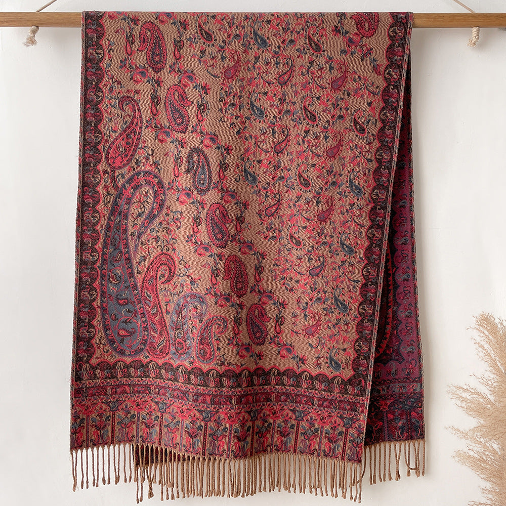 Ethnic Style Retro Outer Jacquard Paisley Scarf