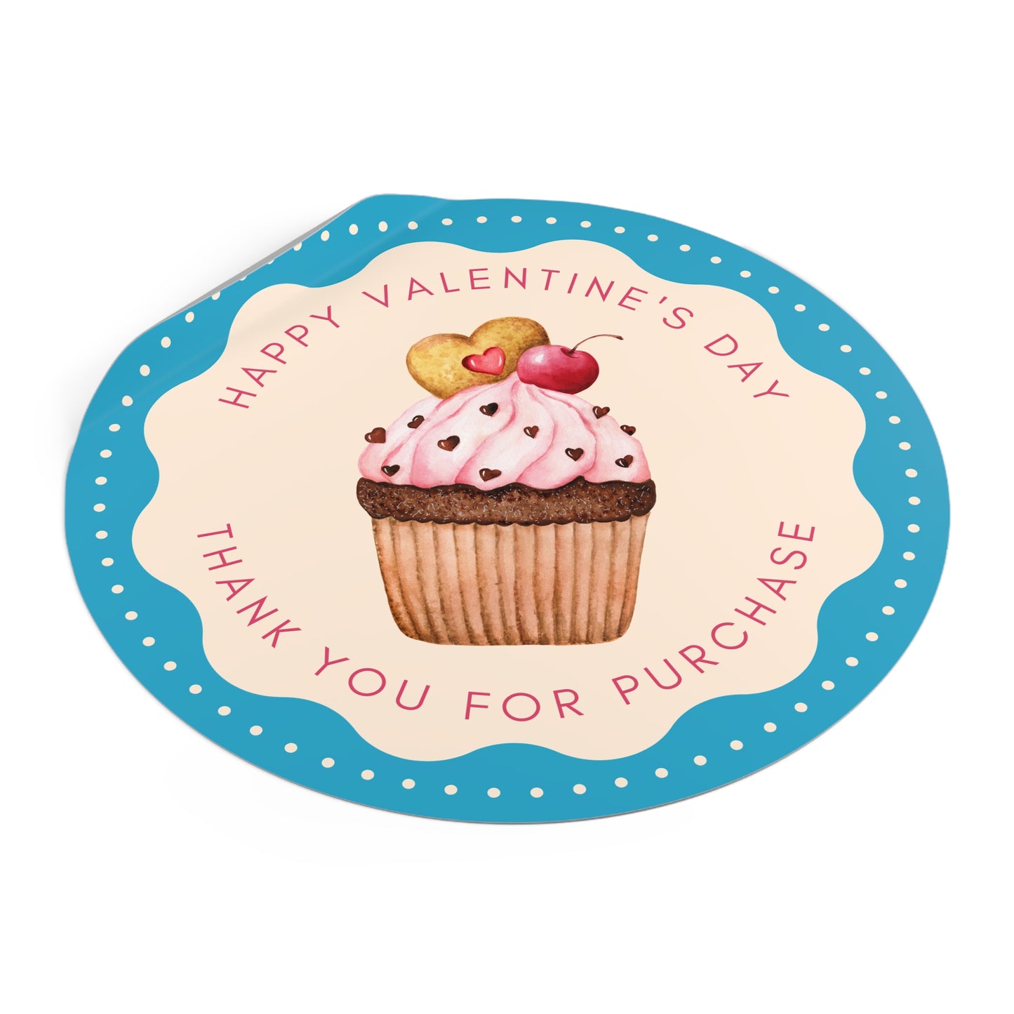 Valentine's Day Round Stickers - Happy Valentine's Day Thank you For Purchase