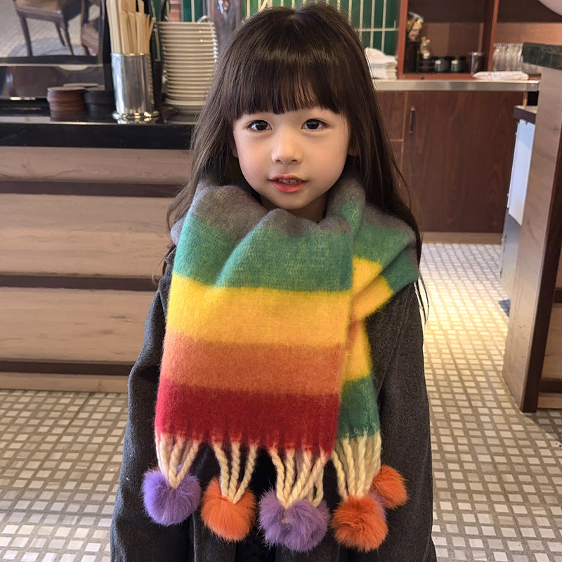 New Warm Thick Color Autumn And Winter Children's Scarf