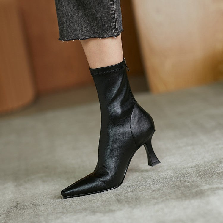 High Heel Stretch Pointed Ankle Boots Women