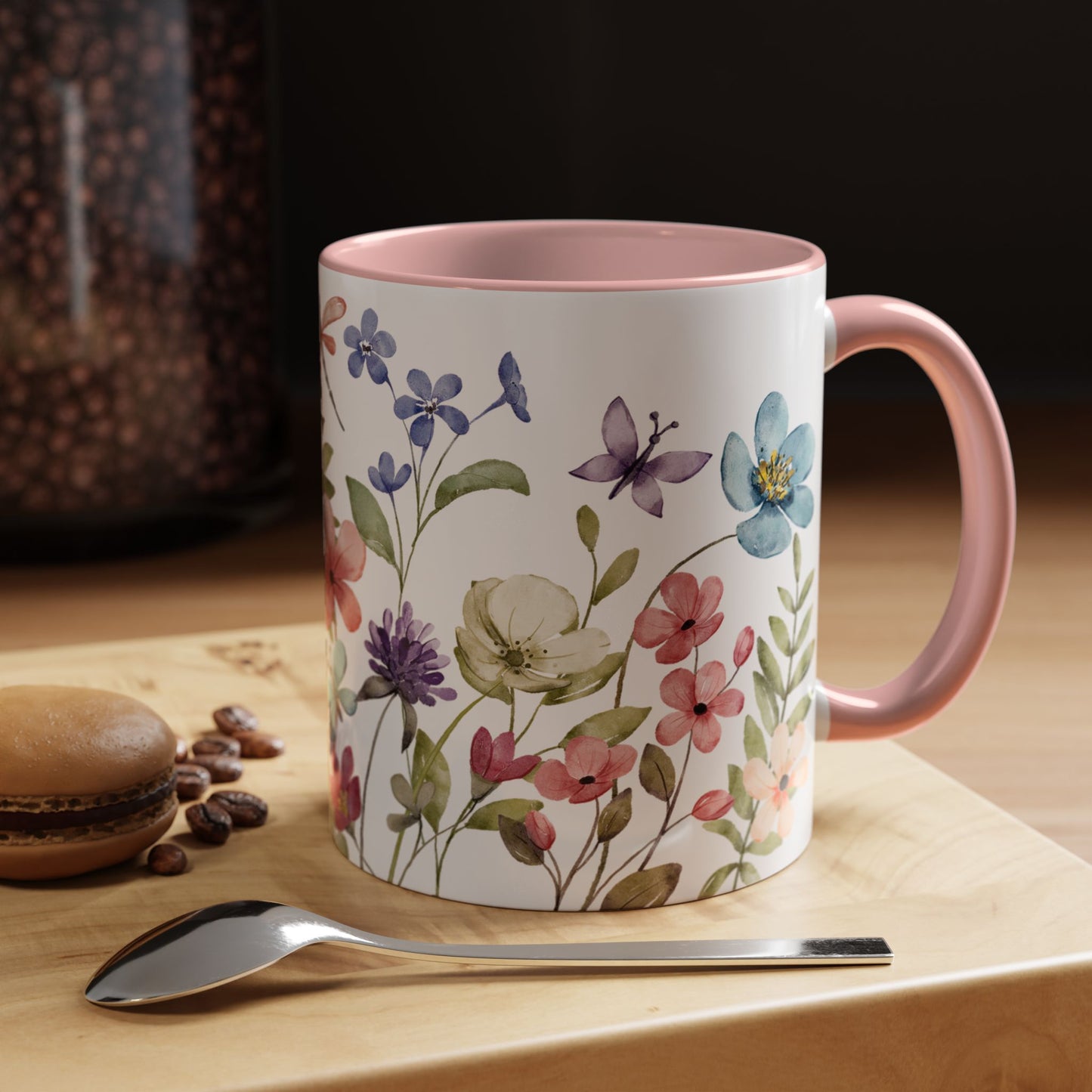 Mug - Floral Accent Coffee Mug - Vibrant Botanical Design