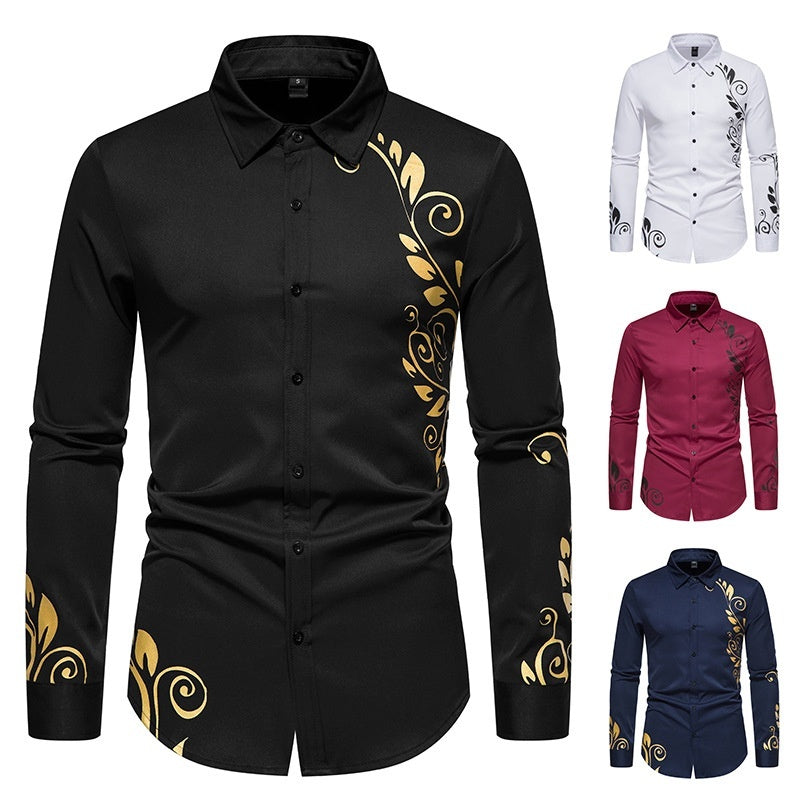 Men's Autumn New Digital Printed Long-sleeved Shirt