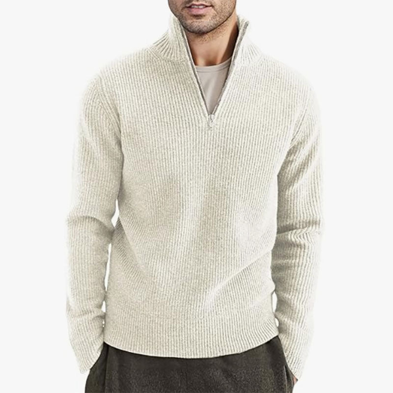 Men's Thickened Half-height Zip Collar Warm Sweater Coat