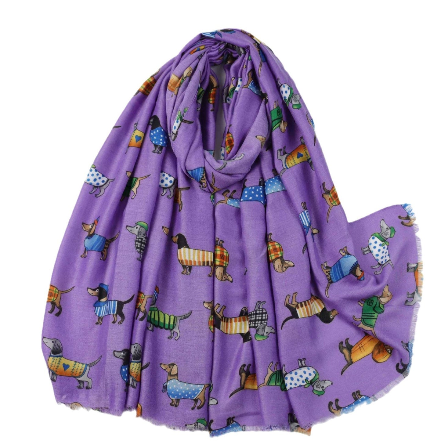 Fashionable Sausage Dog Satin Printed Scarf Shawl