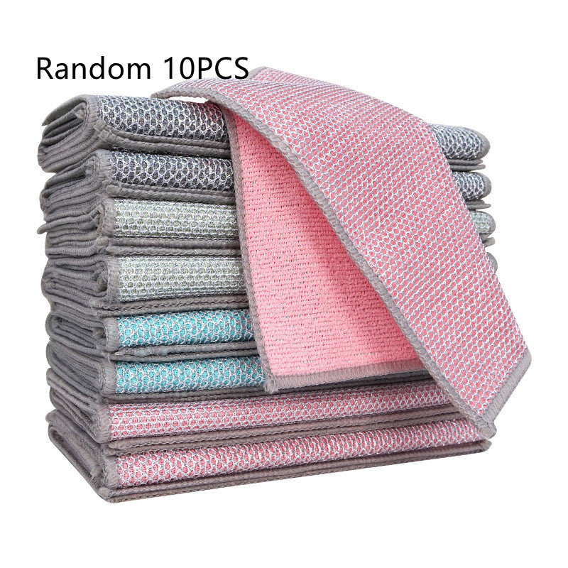 Cross-Border Double-sided Silver Silk Cloth Manufacturer Dish Towel Absorbent Dishwashing Cloth Household Cleaning Oil Removing Steel Cloth