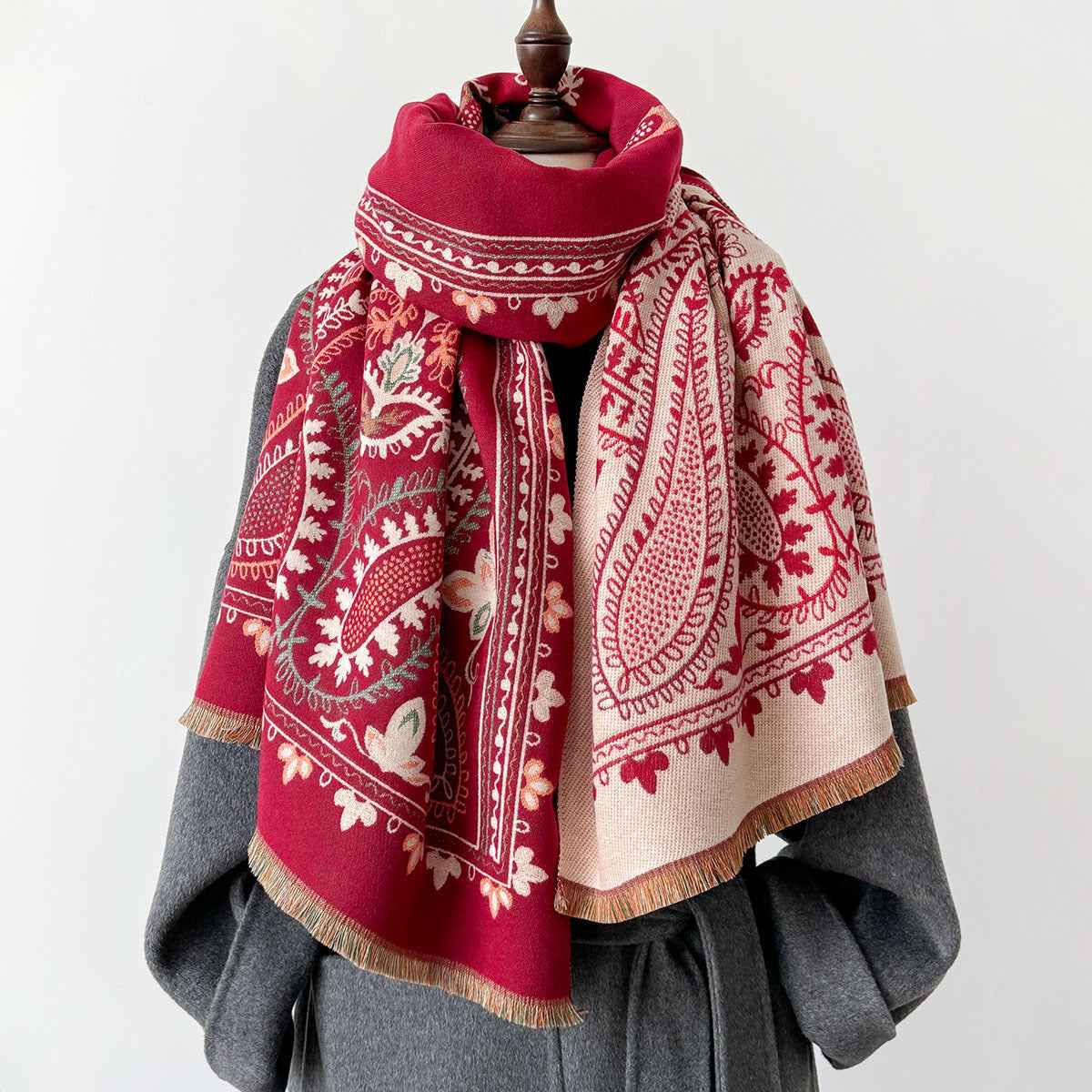 New Geometric All-match Temperament Double-sided Different Color Dual-use Scarf Baggy Coat