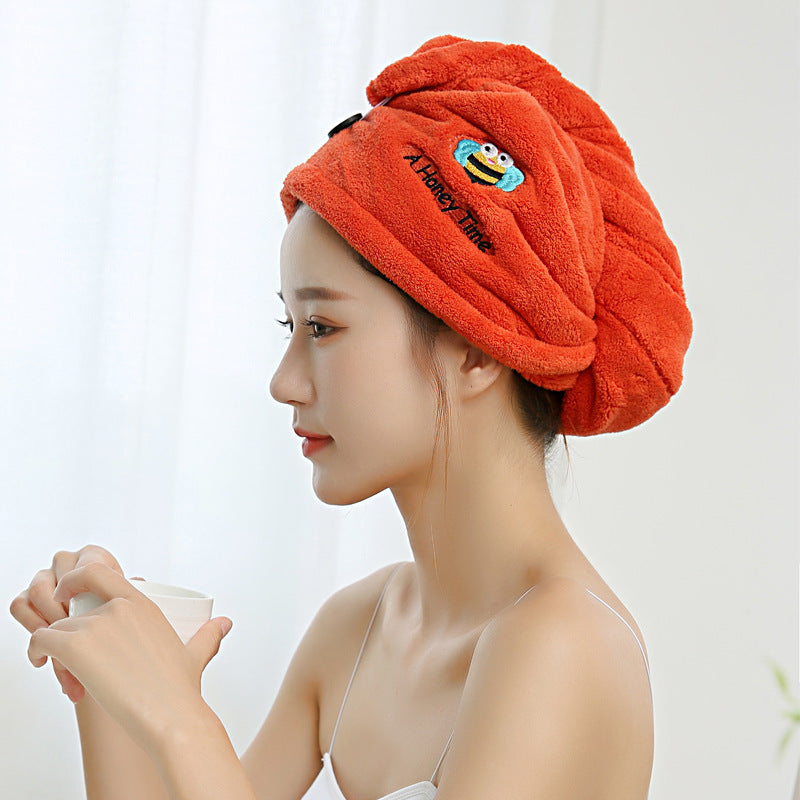 Cute Cartoon Coral Velvet Super Absorbent Dry Hair Hat