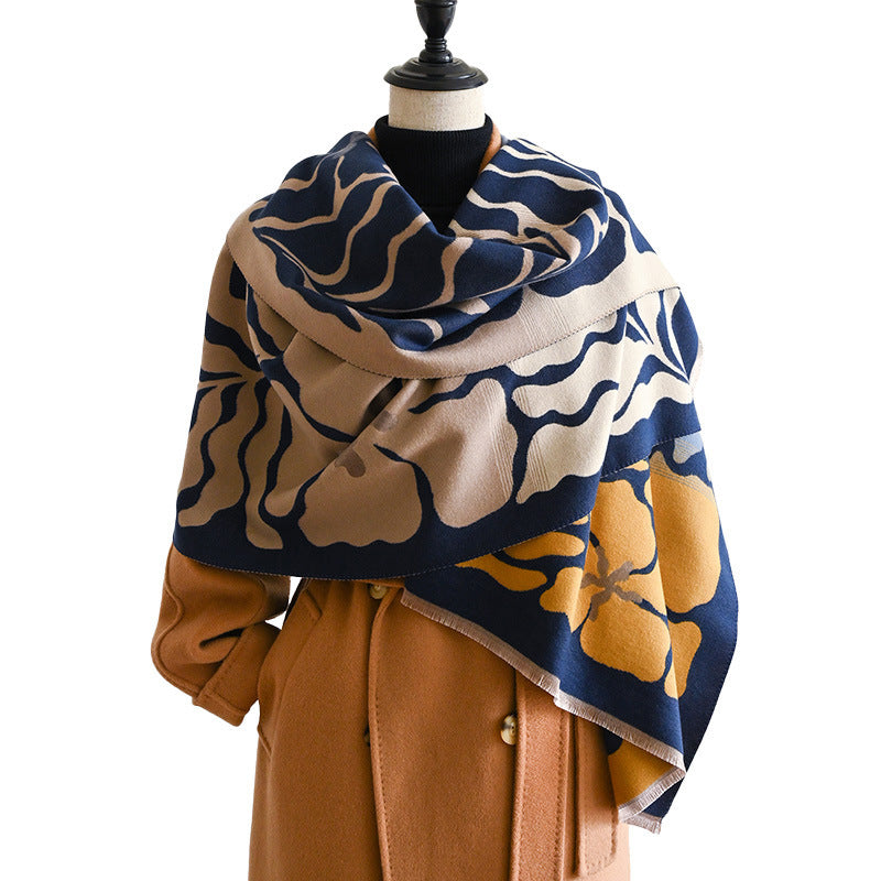 Simple American Double-sided Women's Cashmere-like Warm Scarf