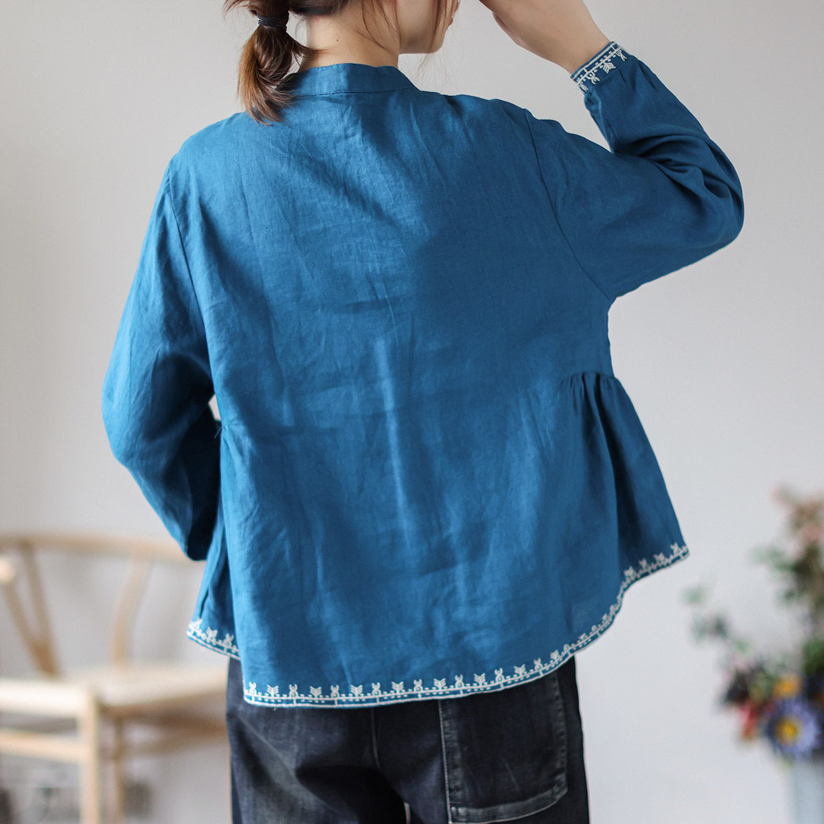 Vintage Embroidered Cardigan Loose Casual Top