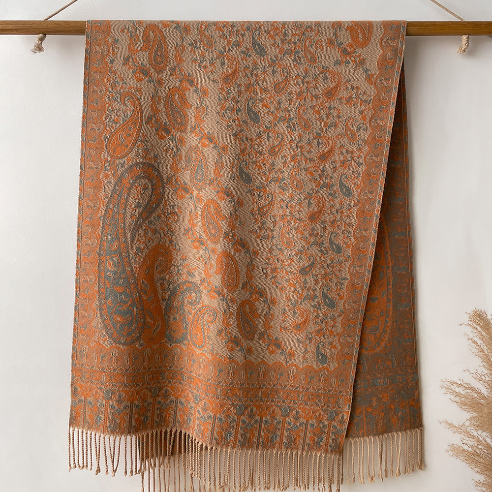 Ethnic Style Retro Outer Jacquard Paisley Scarf