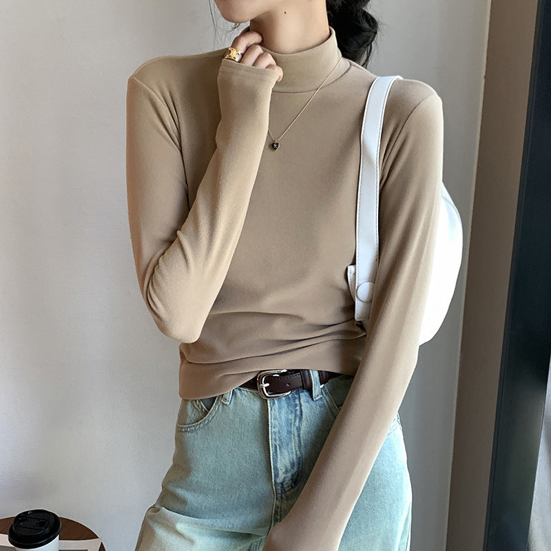 Half Turtleneck Double-sided Dralon Bottoming Shirt For Women Spring And Autumn