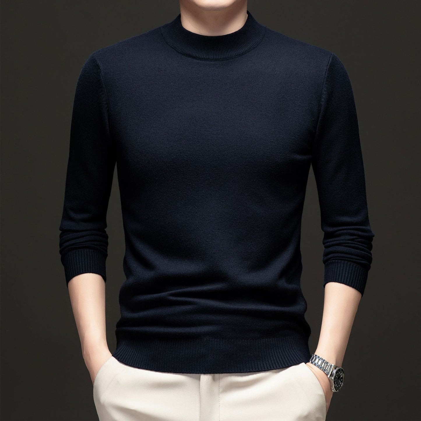 Thick Warm Sweater Half Turtleneck Simple All-matching Base