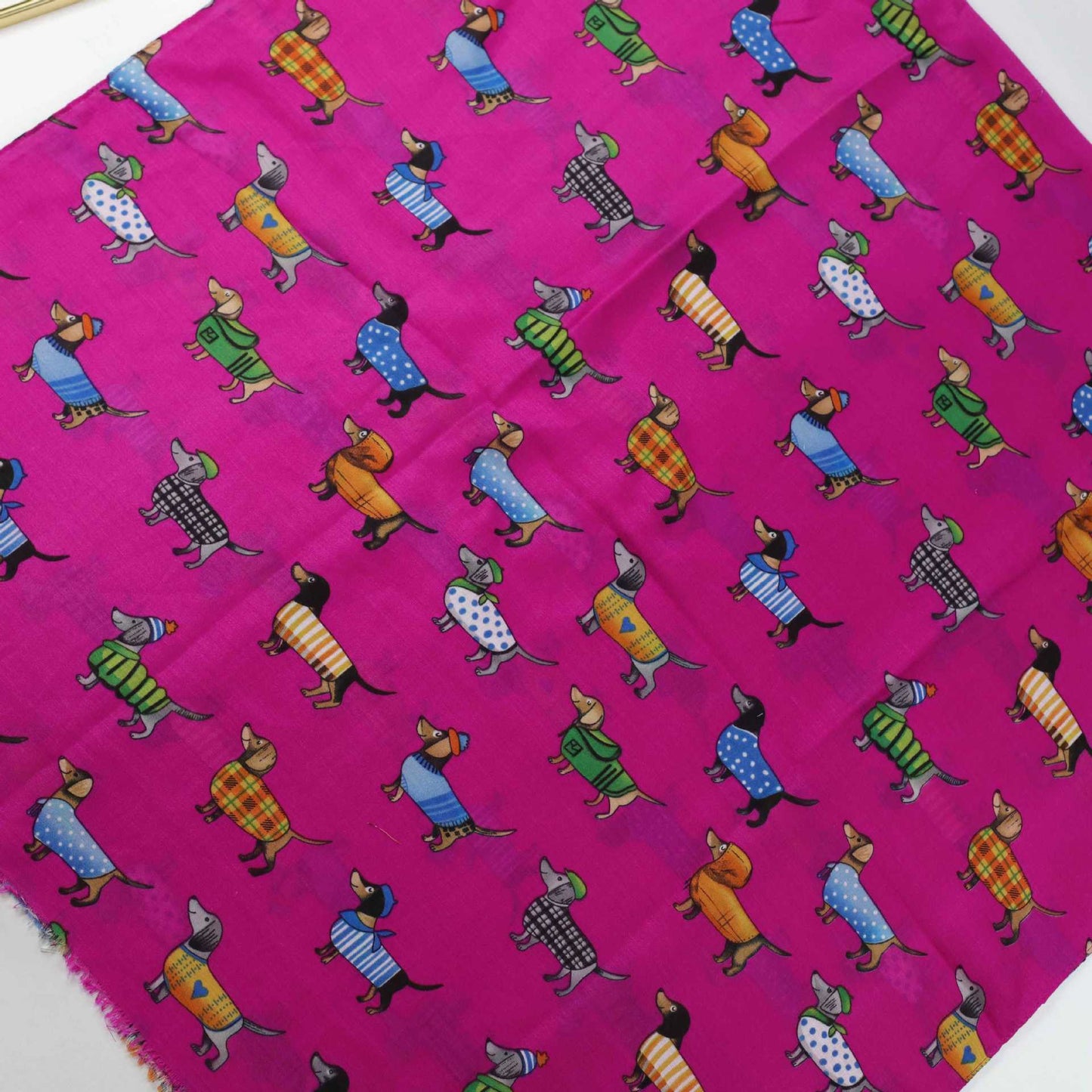 Fashionable Sausage Dog Satin Printed Scarf Shawl